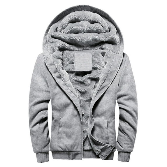 HWRETIE Winter-Ready Baseball Jacket with Fleece Lining - Mens Hoodie Winter Warm Fleece Zipper Sweater Jacket Outwear Coat Fleece-Lined Hooded Winter Jacket