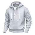 thumbnail image 1 of Mens Hoodies Casual Half-Zip Hoodie Sweatshirt Soft Fleece Pullover With Adjustable Drawstring Lightweight Fall Winter Warm Outerwear,Size M-3XL, 1 of 6