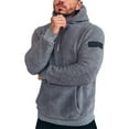 thumbnail image 1 of Mens Hoodies Casual Solid Color Plush Half-Zip Sweatshirt Hoody Fall Winter Vintage Clothes,Size M-3XL, 1 of 4