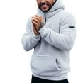 thumbnail image 1 of Mens Hoodies Casual Solid Color Plush Half-Zip Sweatshirt Hoody Fall Winter Vintage Clothes,Size M-3XL, 1 of 5