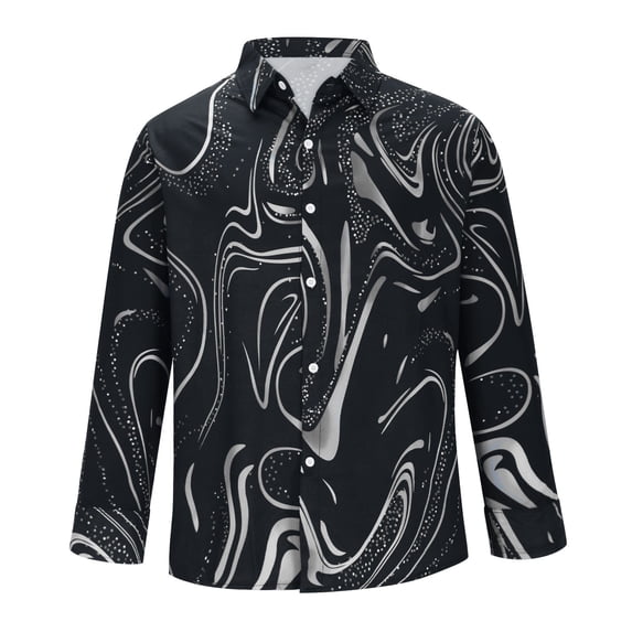Mens Hoodies Clearance Clearance Shirts for Men Under $5 Printed Casual Cardigan Button Up Shirt Long Sleeve Lapel Top