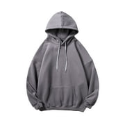 Mens Hoodies Clearance,Sweatshirt for Men Long Sleeve Plain Hooded Jumpers with Pockets Casual Loose Fit Solid Autumn Winter Warm Pullover Tops Sports Gym Hoody Sweatshirt Plus Size