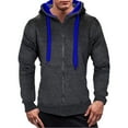 thumbnail image 1 of Mens Hoodies Color Block Long Sleeved Pullover Sweatshirt Fashion Casual Sports Hoodie with Pockets Dark Gray XXL, 1 of 4