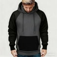 thumbnail image 1 of Mens Hoodies Fleece Lined Pullover Winter Warm Tops Color Block Sweatshirts with Pockets Dark Gray S, 1 of 8