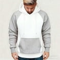 thumbnail image 1 of Mens Hoodies Fleece Lined Pullover Winter Warm Tops Color Block Sweatshirts with Pockets White M, 1 of 8