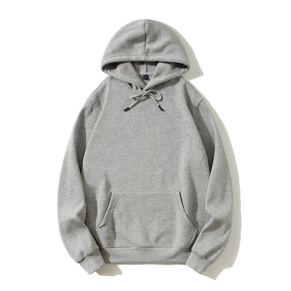 Mens Hoodies Fleece Lined Sweatshirts Solid Color Drawstring Hoodie Spring Fall Long Sleeve Tops Casual Hooded Pullovers with Pockets Cotton Hoody for Sports Running S-5XL