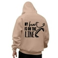 thumbnail image 1 of Mens Hoodies Football Game Day Loose Casual Pullover Long Sleeve Hooded Sweatshirt with Print Design Comfortable Warm Fall Winter Daily Wear Mens Sweatshirts Khaki XL, 1 of 5