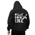 thumbnail image 1 of Mens Hoodies Football Game Day Loose Casual Pullover Long Sleeve Hooded Sweatshirt with Print Design Comfortable Warm Fall Winter Daily Wear Sweatshirts for Men Black L, 1 of 5