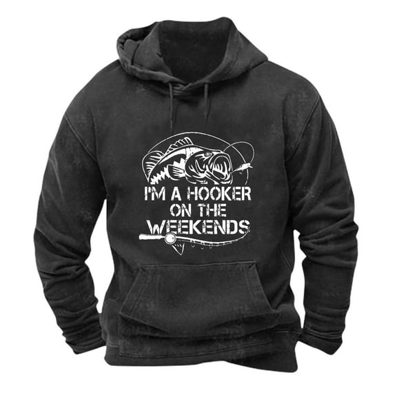Mens Hoodies Funny Letter Print Pullover Fleece Lined Hooded Sweatshirts with Pockets Drawstring Lightweight Fall Jackets Work Wear Sweaters Hoody Long Sleeve Tops Hoodie for Men