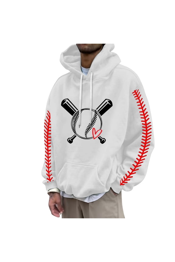 Mens Hoodies Graphic Baseball Pullover Baseball Seam Print Sweatshirts For Men