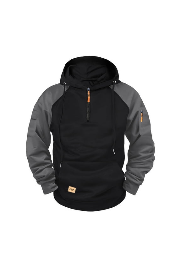 Mens Hoodies Half Zip Pullover Work Tactical Sweatshirts Winter Jackets Long Sleeve Hoody Top Sport Hooded Sweatshirts Zipper Pockets Casual Fashion Gym Work Sports Coat S