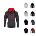 thumbnail image 1 of Mens Hoodies Jacket 2025 Fall Winter Long Sleeve Color Block Slim Fit Zip Up Hoodie with Pockets Hooded Sweatshirt, 1 of 3