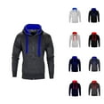 thumbnail image 1 of Mens Hoodies Jacket 2025 Fall Winter Long Sleeve Color Block Slim Fit Zip Up Hoodie with Pockets Hooded Sweatshirt, 1 of 3