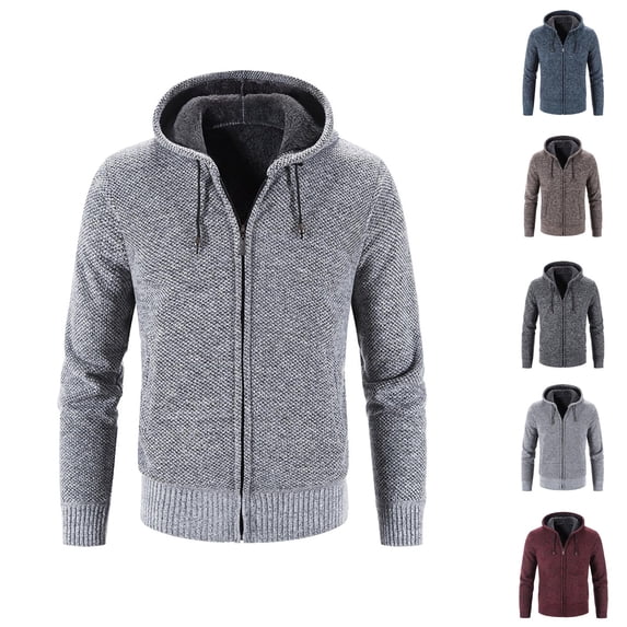 Mens Hoodies Jacket 2025 Fall Winter Long Sleeve Fleece Lined Zip Up Hoodie with Pockets Hooded Sweatshirt Pullover