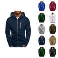 thumbnail image 1 of Mens Hoodies Jacket 2025 Fall Winter Long Sleeve Full Zipper Workout Hoodie with Pockets Hooded Sweatshirt Pullover, 1 of 6