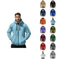 thumbnail image 1 of Mens Hoodies Jacket 2025 Fall Winter Long Sleeve Slim Fit Plain Zip Up Hoodie with Pockets Hooded Sweatshirt Pullover, 1 of 6