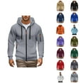 thumbnail image 1 of Mens Hoodies Jacket 2025 Fall Winter Long Sleeve Slim Fit Plain Zip Up Hoodie with Pockets Hooded Sweatshirt Pullover, 1 of 8