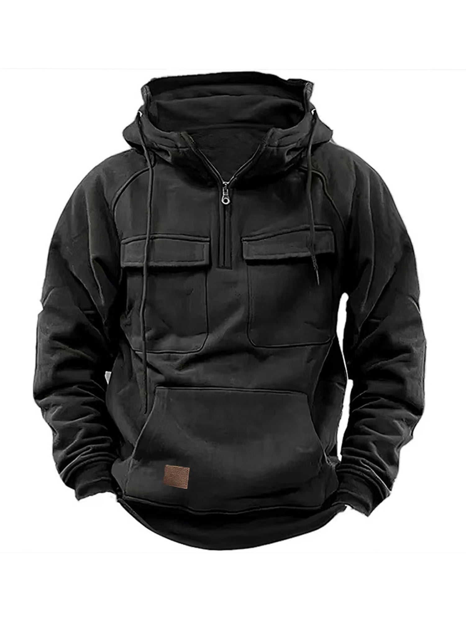 Mens Hoodies Long Sleeve Camo Hoodie Quarter Zip Pullover Men Tactical Jacket Sweatshirt Tactical Workout Hoodie with Multi Pocket Walmart
