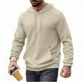 thumbnail image 1 of Mens Hoodies Long Sleeve Textured Hooded Sweatshirt Casual Lightweight Pullover Drawstring Hoodie With Kanga Pocket,Size M-3XL, 1 of 7