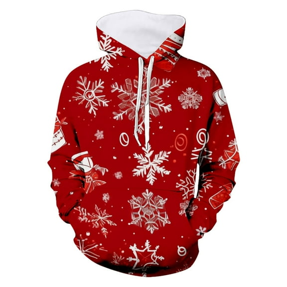 Mens Hoodies Men's And Women's Christmas Print Hoodie Sweatshirt Festive Pullover With Hood For Holiday Season And Parties Knitted Tunic Mens Zip Hoodie Lightweight Cute Slipper Star Slipper wi Red L