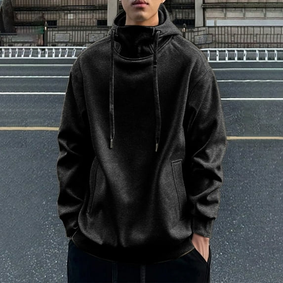 Mens Hoodies with Pockets Pullover Fleece Lined Sweatshirts Long Sleeve Casual Solid Color Mock Neck Thermal Warm Athletic Workout Hoodie & Sweatshirt