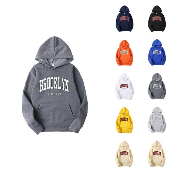 Mens Hoodies Pullover 2025 Brooklyn Hoodie Fall Winter Long Sleeve Graphic Hoodie with Pockets Hooded Sweatshirt