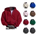 thumbnail image 1 of Mens Hoodies Pullover 2025 Fall Winter Long Sleeve Classic Plain Zip Up Hoodie with Pockets Hooded Sweatshirt, 1 of 6