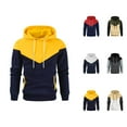 thumbnail image 1 of Mens Hoodies Pullover 2025 Fall Winter Long Sleeve Color Block Lined Hoodie with Pockets Hooded Sweatshirt, 1 of 8