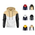 thumbnail image 1 of Mens Hoodies Pullover 2025 Fall Winter Long Sleeve Color Block Lined Hoodie with Pockets Hooded Sweatshirt, 1 of 7