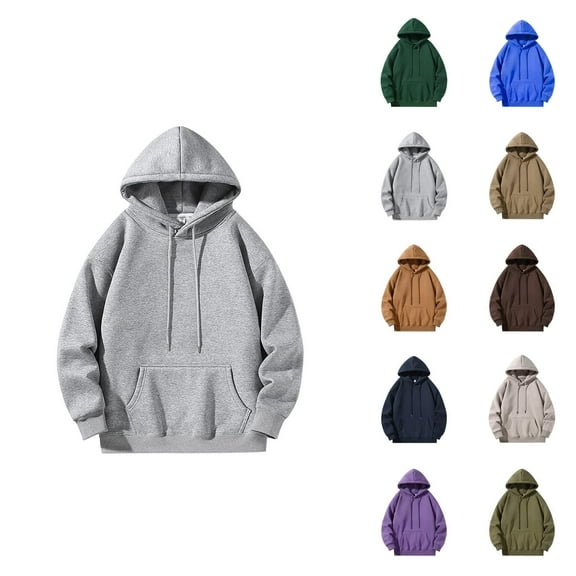 Mens Hoodies Pullover 2025 Fall Winter Long Sleeve Drop Shoulder Plain Oversized Hoodie with Pockets Hooded Sweatshirt