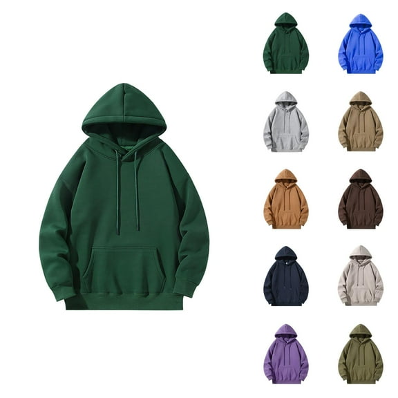 Mens Hoodies Pullover 2025 Fall Winter Long Sleeve Drop Shoulder Plain Oversized Hoodie with Pockets Hooded Sweatshirt