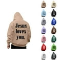 thumbnail image 1 of Mens Hoodies Pullover 2025 Fall Winter Long Sleeve Jesus Loves You Christian Hoodie with Pockets Hooded Sweatshirt, 1 of 6