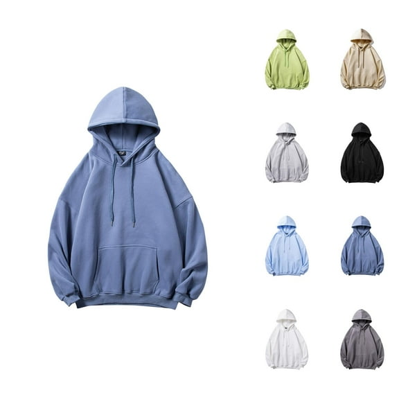 Mens Hoodies Pullover 2025 Fall Winter Long Sleeve Loose Plain Basic Hoodie with Pockets Hooded Sweatshirt