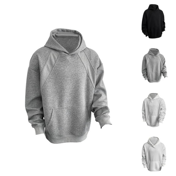 Mens Hoodies Pullover 2025 Fall Winter Long Sleeve Plain Hoodie with Pockets Streetwear Hooded Sweatshirt
