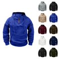 thumbnail image 1 of Mens Hoodies Pullover 2025 Fall Winter Long Sleeve Quarter Zipper Plain Tactical Hoodie with Pockets Hooded Sweatshirt, 1 of 4