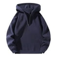 thumbnail image 1 of Mens Hoodies Pullover Autumn Winter Solid Colors Long Sleeve Long Sleeve Fall Clothes Tops Hooded Sweatshirts Navy 2XL, 1 of 5