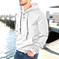 thumbnail image 1 of Mens Hoodies Pullover Casaul Long Sleeve Drawstring Waffle Knit Hooded Sweatshirt with Kanga Pocket White M, 1 of 4