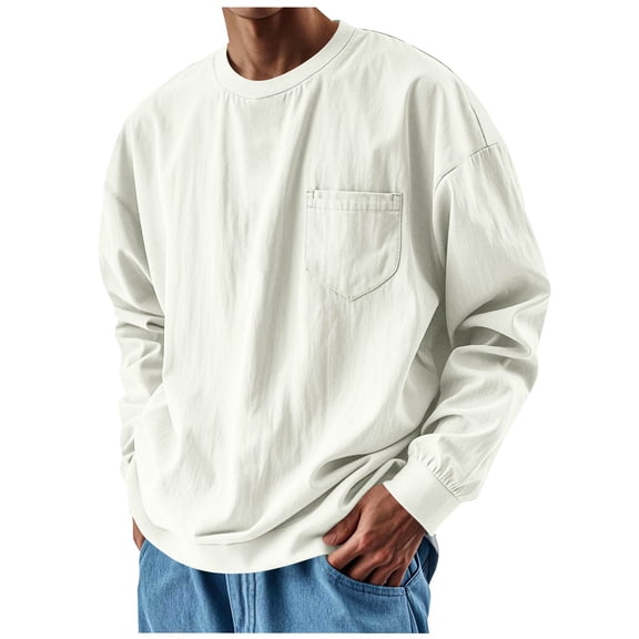 Mens Hoodies Pullover Casaul Waterproof Winter Long Sleeve Shirts Long Sweaters 2025 Basic Crewneck Tee Fall Tops Fall Clothes