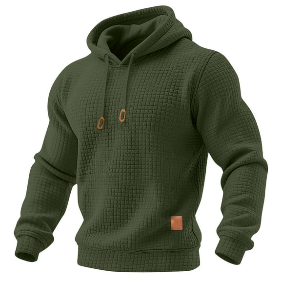 Mens Hoodies Pullover Casual Waffle Hoodie Cozy Comfy Waffle Knit Hooded Sweatshirt Loose Fit Y2k Cool Hoodies Army Green 5XL