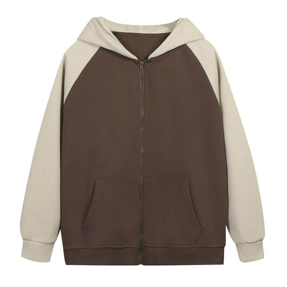 Mens Hoodies Pullover Color Block Cotton Long Sleeve Sweatshirt Tops with Pocket Khaki XL