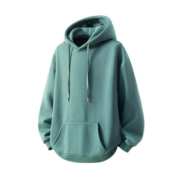 Mens Hoodies Pullover Drawstring Athletic Hoodie with Pocket Long Sleeve Casual Solid Color Hooded Sweatshirt for Men