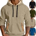 thumbnail image 1 of Mens Hoodies Pullover Fleece Lined Winter Warm Thick Athletic Sweatshirts with Kangaroo Pocket Loose Fitted Drawstring Long Sleeve Casual Hoodies Thick Sherpa Windproof Sweatshirt, 1 of 2