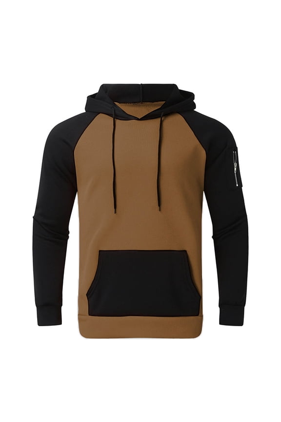 Mens Hoodies Pullover,Hooded Sweatshirts for Men Color Block Gym Long Sleeve Casual Sports Hoody Solid Sweater Tops Autumn Winter Pullover Jumper with Pocket UK Size M-3XL