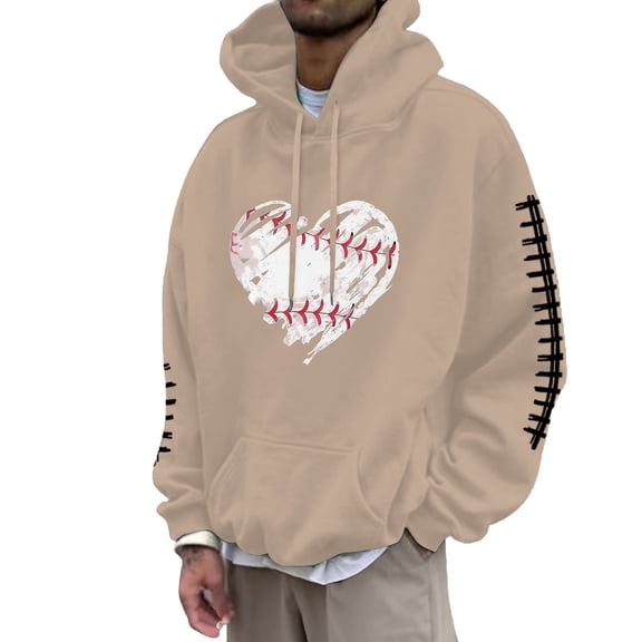 Mens Hoodies Pullover Long Sleeve Casual Lightweight Hooded Drawstring Sweatshirt with Kanga Pocket Casual Hooded Sweater for Men and Women (Khaki-h, L)