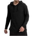 thumbnail image 1 of Mens Hoodies Pullover Oversized Cotton Fashion Waffle Knit Long Sleeve Lightweight Hooded Sweatshirt for Men (Black M), 1 of 5