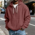 thumbnail image 1 of Mens Hoodies Pullover Quarter Zip Casaul Long Sleeve Drawstring Waffle Knit Hooded Sweatshirt with Pocket Wine 5XL, 1 of 4