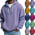 thumbnail image 1 of Mens Hoodies Pullover Quarter Zip Casual Long Sleeve Drawstring Waffle Hooded Sweatshirt with Pocket Purple M, 1 of 4