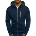 thumbnail image 1 of Mens Hoodies Pullover Winter Splice Sleeve Blouse with Zip Cap Long Sweater Coats Jackets Fall Clothes Tops Hooded Sweatshirts Navy XL, 1 of 4