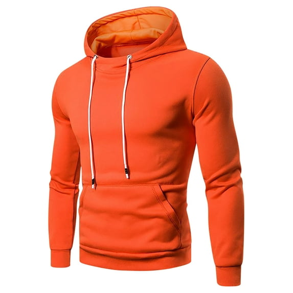 Mens Hoodies Pullover with Front Pocket Drawstring Long Sleeve Sweatshirts Casual Solid Color Basic Comfort Regular Hooded Sweatshirt