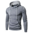 thumbnail image 1 of Mens Hoodies Pullover with Front Pocket Drawstring Long Sleeve Sweatshirts Casual Solid Color Basic Comfort Regular Hooded Sweatshirt, 1 of 5